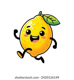 Cute Happy Funny Lemon Vector Illustration 