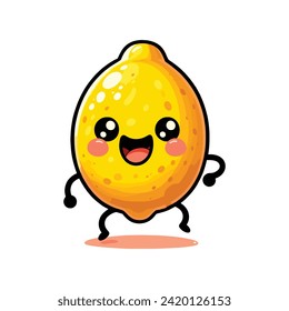 Ilustración de un vector de limón lindo feliz 