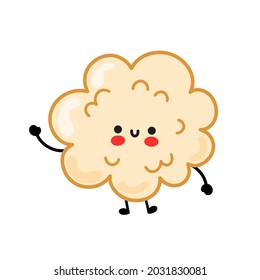 Cute happy funny popcorn. Vector hand drawn cartoon kawaii character illustration sticker logo icon. Isolated on white background. Cute happy popcorn cartoon character concept