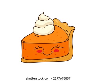 Cute happy funny pumpkin pie. Isolated on white background.