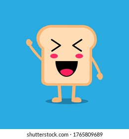 Cute happy funny smiling bread. Cartoon character illustration