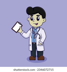 Cute happy funny smiling doctor. Healthcare,medical,doctor concept. Vector flat cartoon character icon design. Cute happy doctor cartoon isolated character