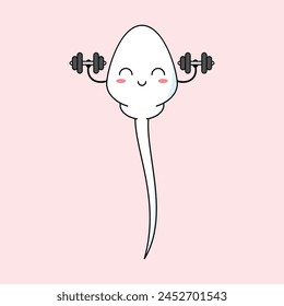 Cute happy funny sperm cell vector illustration design. suitable for infographic, sticker, mascot, t-shirt, etc. Eps 10.