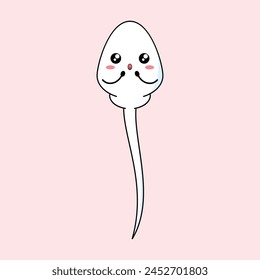 Cute happy funny sperm cell vector illustration design. suitable for infographic, sticker, mascot, t-shirt, etc. Eps 10.