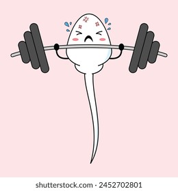 Cute happy funny sperm cell vector illustration design. suitable for infographic, sticker, mascot, t-shirt, etc. Eps 10.