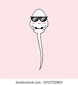 Cute happy funny sperm cell vector illustration design. suitable for infographic, sticker, mascot, t-shirt, etc. Eps 10.