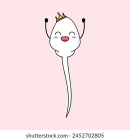 Cute happy funny sperm cell vector illustration design. suitable for infographic, sticker, mascot, t-shirt, etc. Eps 10.