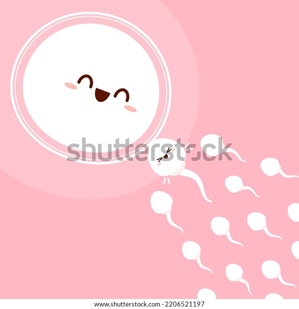 Cute Happy Funny Sperm Cell Ovum Stock Vector Royalty Free 2206521197 Shutterstock