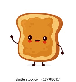 Cute happy funny toast with peanut butter. Vector cartoon character illustration icon design.Isolated on white background