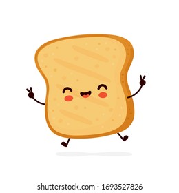 Cute happy funny toast. Vector cartoon character illustration icon design.Isolated on white background
