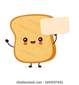 Cute happy funny toast. Vector cartoon character illustration icon design.Isolated on white background