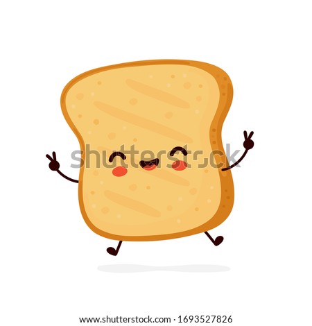 Cute happy funny toast. Vector cartoon character illustration icon design.Isolated on white background