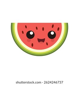 Cute happy funny Watermelon, Vector