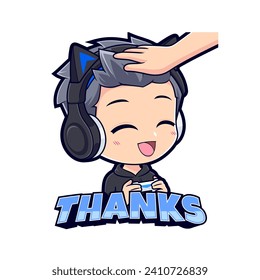 Cute happy gamer boy expressions sticker gaming mascot logo