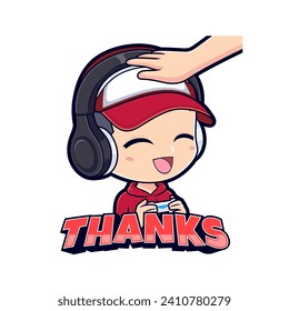 Cute happy gamer boy expressions sticker gaming mascot logo