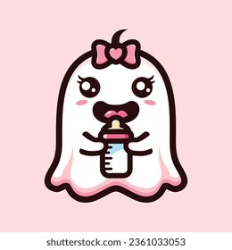 bebé fantasma lindo bebiendo leche