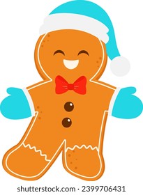 Cute Happy Gingerbread Man Illustration