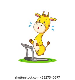 Cute happy giraffe cartoon character on white background vector illustration. Funny Adorable animal concept design.