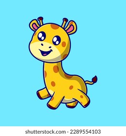 cute happy giraffe cartoon vector icon illustration. animal nature icon concept isolated premium vector. flat design