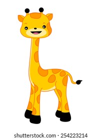 Cute happy giraffe isolated on white background illustration