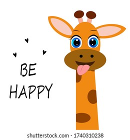cute, happy giraffe   vector , colorful illustration 