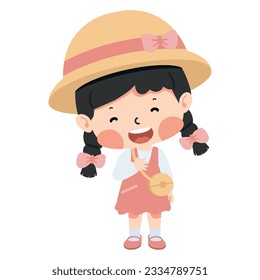 Cute Happy girl cartoon character