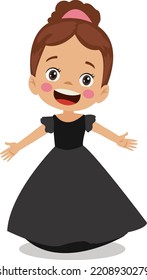 cute happy girl dressed in beautiful clothes