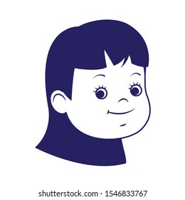 cute happy girl icon over white background, vector illustration