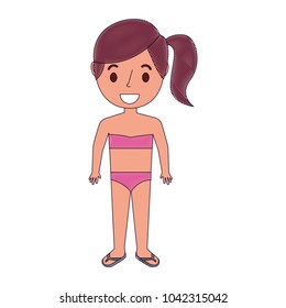 cute happy girl kid wearing swimsuit vector illustration