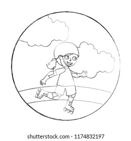 cute happy girl in the roller skates