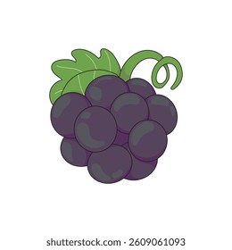 Cute and happy grape character with a fun expression, perfect for playful and colorful food illustrations