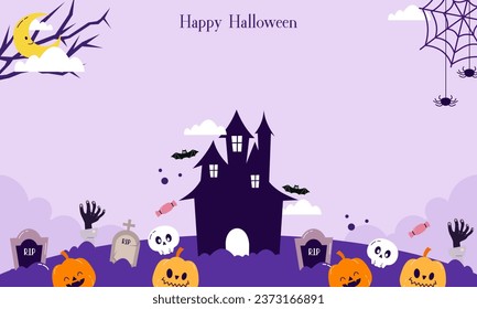 Cute Happy Halloween Copy Space Banner Background