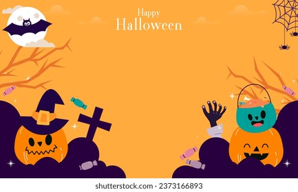 Cute Happy Halloween Copy Space Banner Background