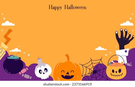 Cute Happy Halloween Copy Space Banner Background