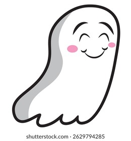 Cute happy halloween ghost character Vector illustration