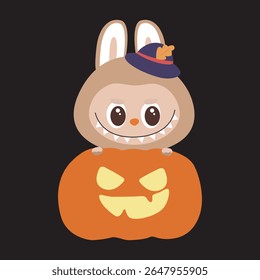cute happy halloween pumpkin with a funny face