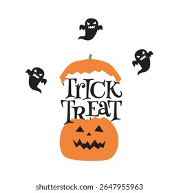 cute happy halloween pumpkin with a funny face