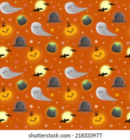 Cute Happy Halloween vector seamless pattern, great for your design