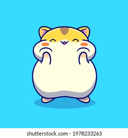 Cute Happy Hamster Cartoon Vector Icon Illustration. Animal Nature Icon Concept Isolated Premium Vector. Flat Cartoon Style