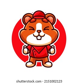 Cute happy hamster cartoon vector icon illustration