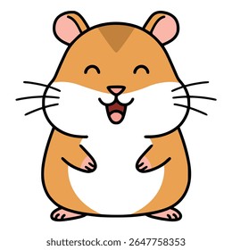 bonitinho feliz hamster animal de estimação plana cor vetor ilustração modelo design