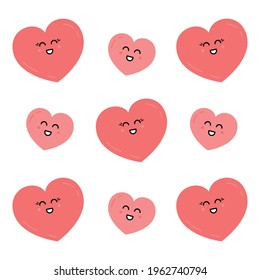 Cute happy heart character pattern vector