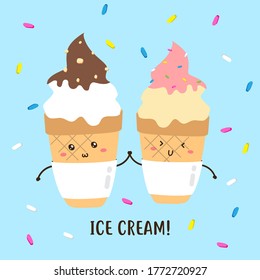 cute happy ice cream character vector design can be use to make poster