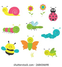 Cute happy insects