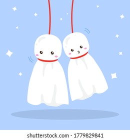 Cute happy japanese rain doll vector design, can be use to make poster