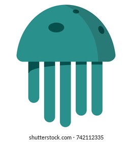 Cute happy jellyfish cartoon character sea animal vector illustration. Nature animal aquatic medusa, aquarium tropical marine.
