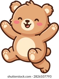 Cute happy jumping brown