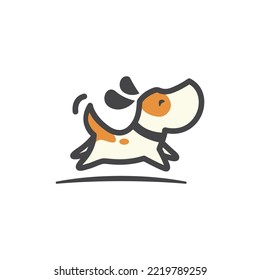 Cute happy jumping dog for pet shop or pet grooming logo.