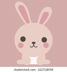 Cute happy kawaii bunny  vector art  Isolated cartoon baby animal  Adorable rabbit graphic for kids  Farm doodle hare  Sweet funny drawing  Flat icon  Sticker graphic  Easter holiday animal card 
