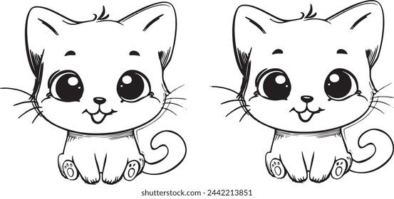 cute happy kawaii Pinkpersia cat like Pinkpersia cat coloring page for kids. 